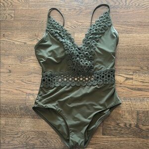 Becca Olive Green One-Piece Swimsuit